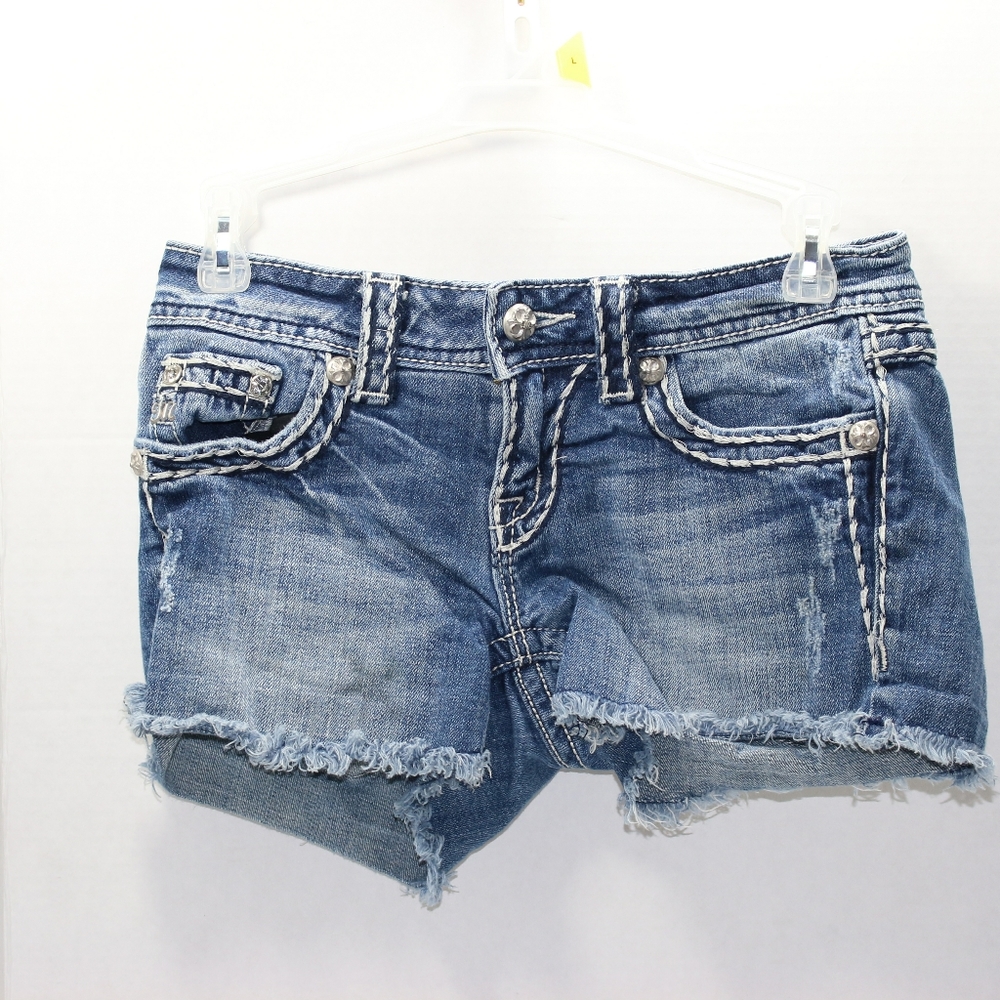 Miss Me Light Blue Frayed Denim Shorts